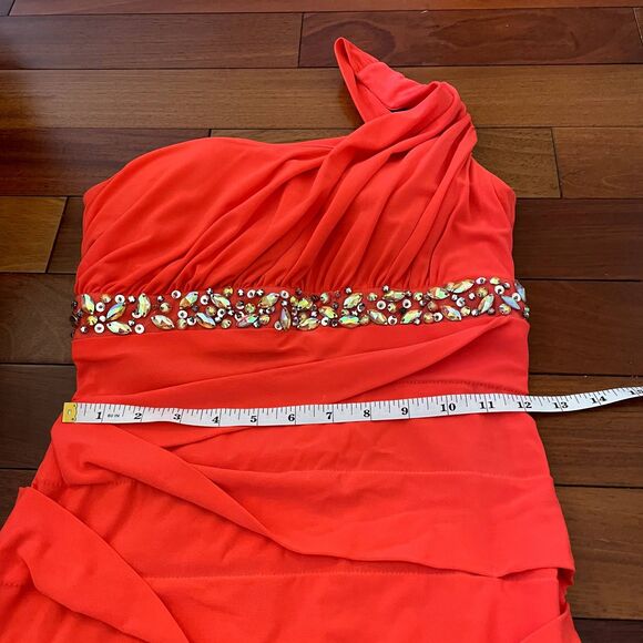 Vintage DEB 90s Y2k Mini Dress One Shoulder Bright Rhinestone HOCO event prom - Picture 10 of 11